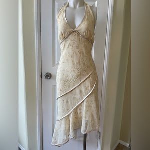 Ruby Rox Women's Midi Dress - Yellow - white embroidered flowers